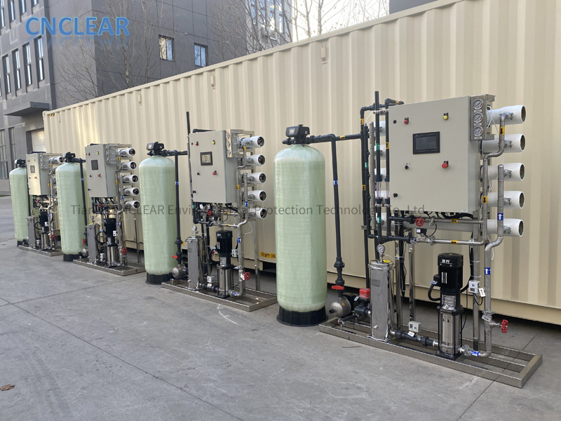 Four sets of 20t/d modular water purification equipment were customized to purify river and lake water to meet drinking water standards